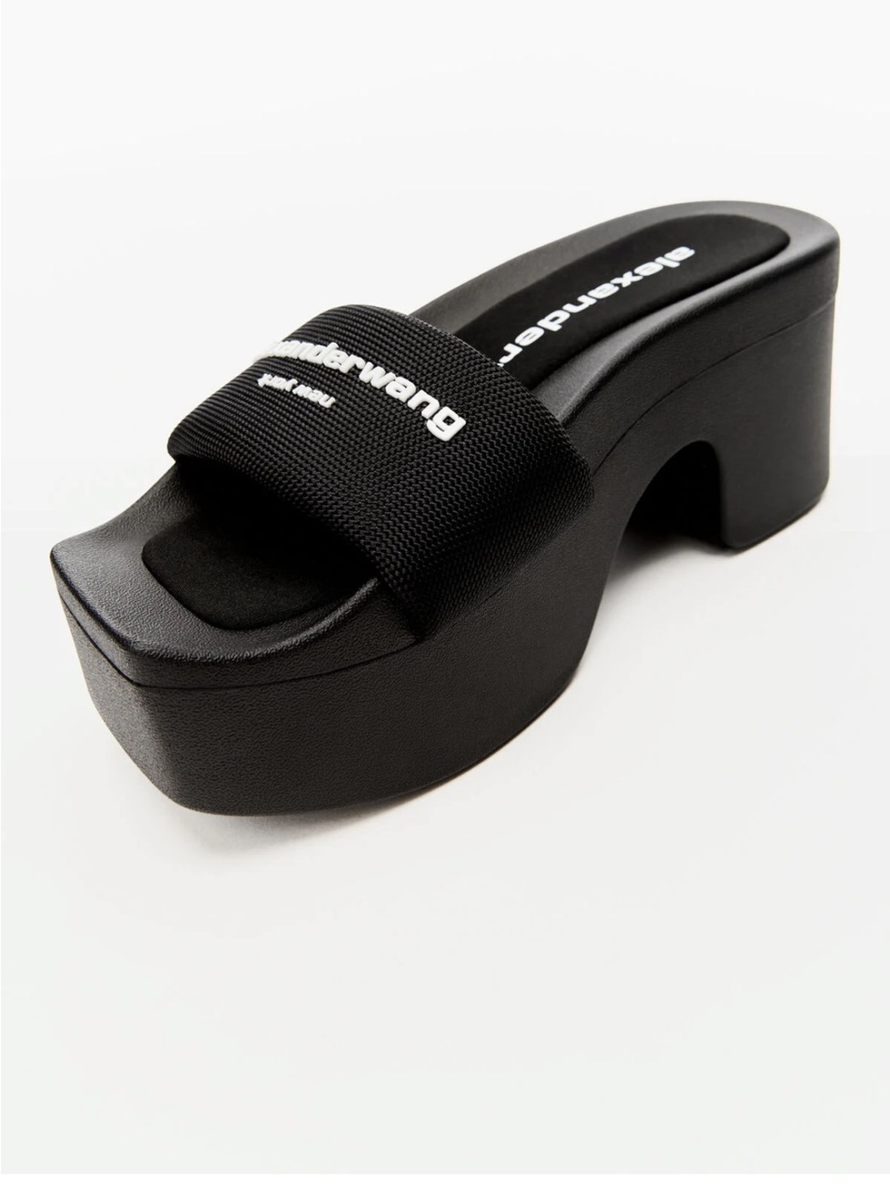 Alexander Wang Black Platform Slide with Logo Strap